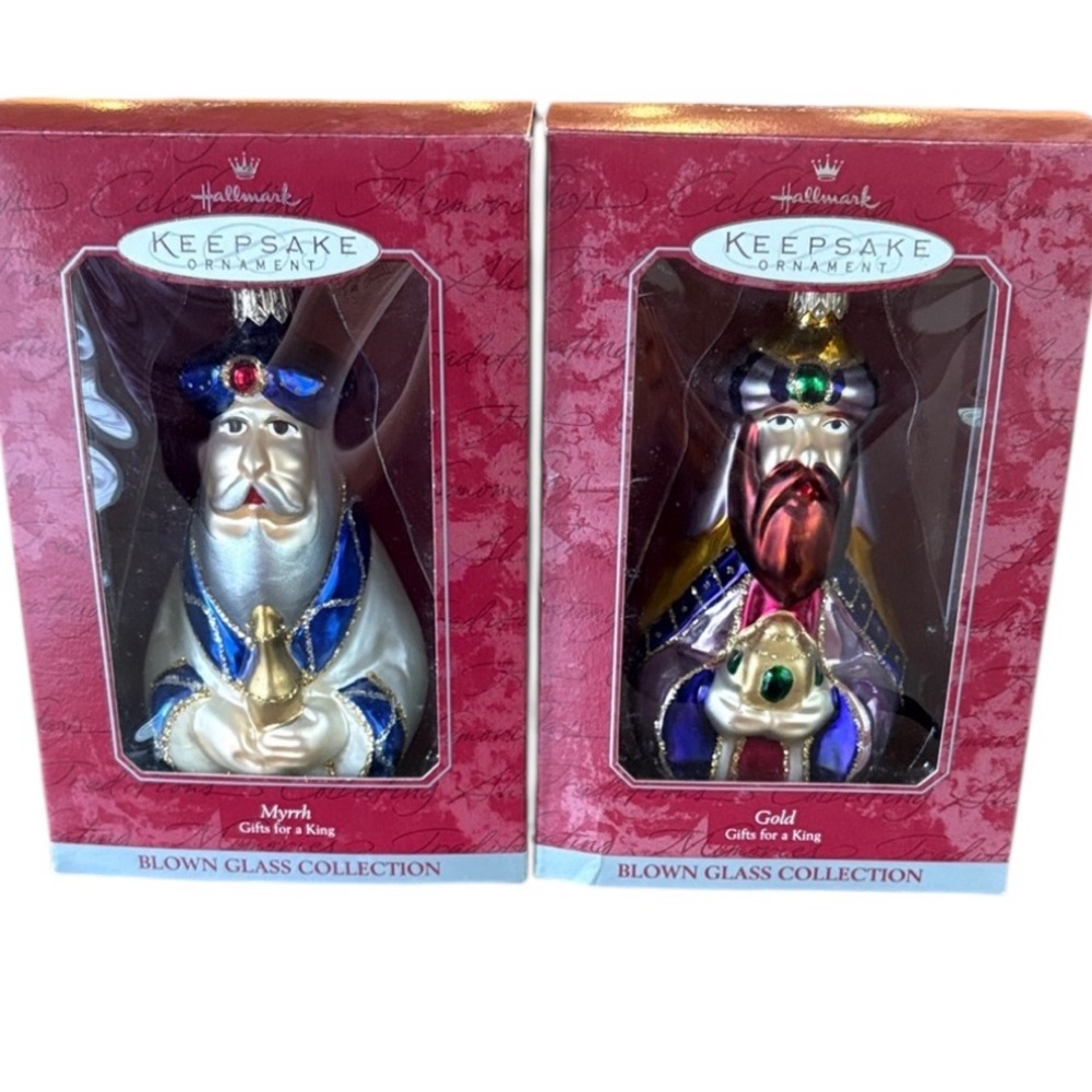Hallmark Keepsake Wise Men Ornaments Myrrh & Gold Blown Glass Christmas
